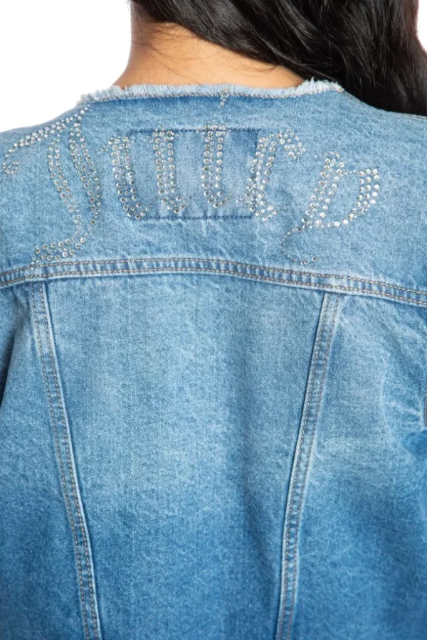 Juicy Couture Big Bling Raw Collar Denimjakke>Kvinner Hettegensere Og Jakker