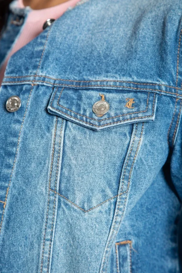 Juicy Couture Big Bling Raw Collar Denimjakke>Kvinner Hettegensere Og Jakker