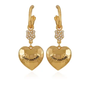 Juicy Couture Bling Heart Drop Hoop Øredobber> Øredobber