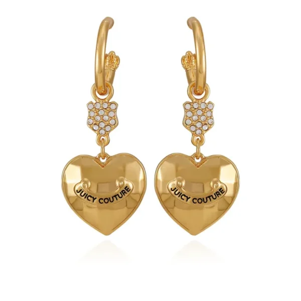 Juicy Couture Bling Heart Drop Hoop Øredobber> Øredobber