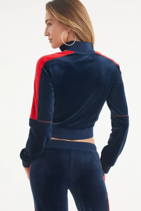 Juicy Couture Cropped Colorblock Velour Treningsjakke>Kvinner Spor Topper