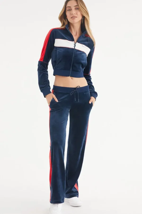 Juicy Couture Cropped Colorblock Velour Treningsjakke>Kvinner Spor Topper