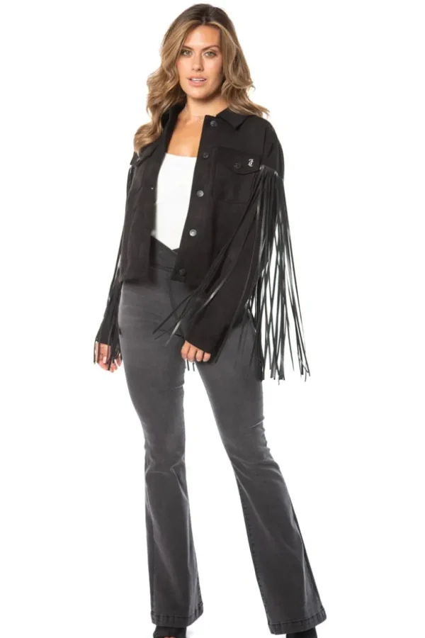 Juicy Couture Fringe Trucker-Jakke I Imitert Skinn>Kvinner Hettegensere Og Jakker