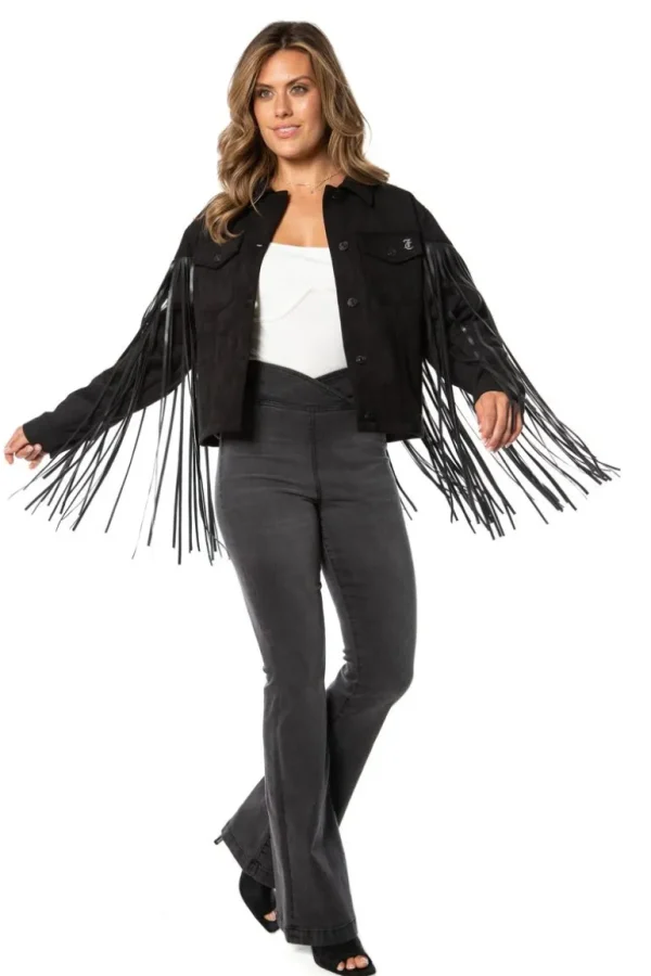 Juicy Couture Fringe Trucker-Jakke I Imitert Skinn>Kvinner Hettegensere Og Jakker