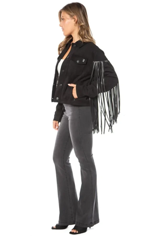 Juicy Couture Fringe Trucker-Jakke I Imitert Skinn>Kvinner Hettegensere Og Jakker