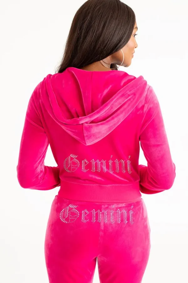 Juicy Couture Gemini Big Bling Hettegenser I Velour>Kvinner Hettegensere Og Jakker