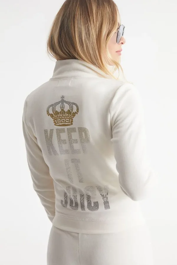 Juicy Couture Keep It Juicy Cotton Velour Mockneck Treningsjakke>Kvinner Spor Topper