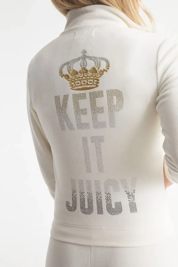 Juicy Couture Keep It Juicy Cotton Velour Mockneck Treningsjakke>Kvinner Spor Topper