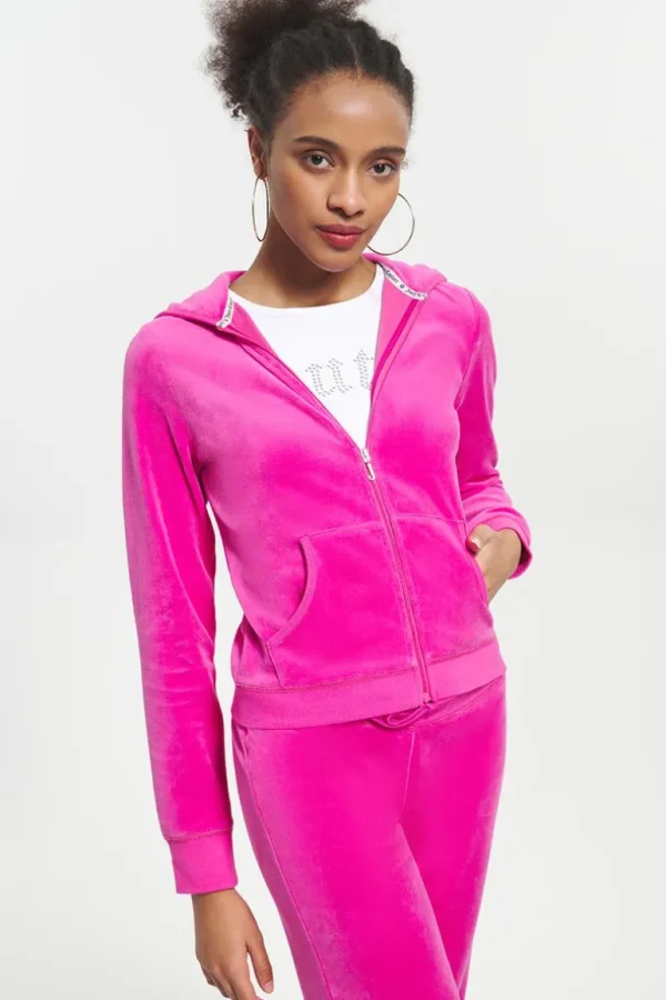 Juicy Couture Klassisk Hettegenser I Velour I Bomull>Kvinner Spor Topper