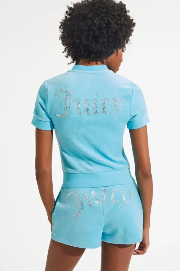 Juicy Couture Kortermet Big Bling Bomull Velour Glidelas>Kvinner Hettegensere Og Jakker