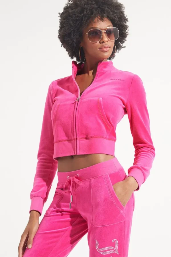 Juicy Couture Mockneck Velour Treningsjakke I Bomull>Kvinner Spor Topper