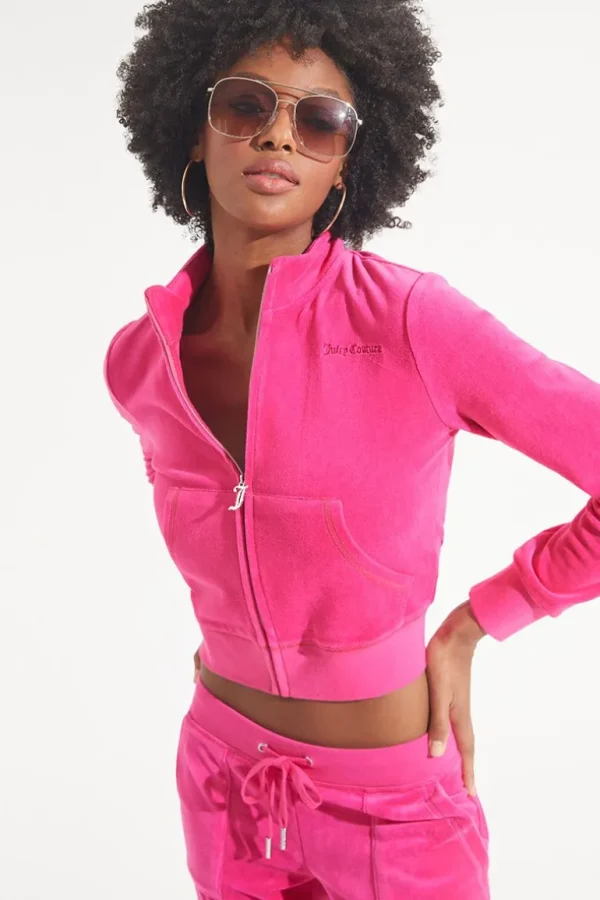 Juicy Couture Mockneck Velour Treningsjakke I Bomull>Kvinner Spor Topper