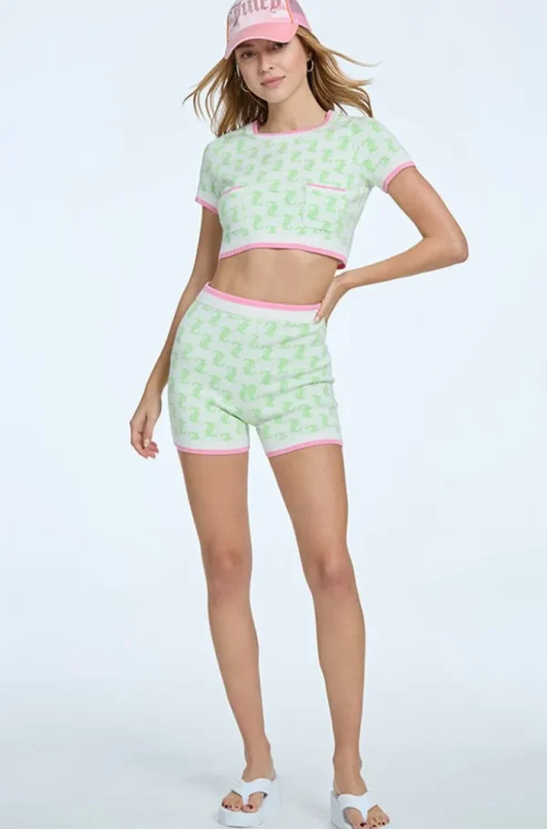 Juicy Couture Monogram Cropped Strikketopp>Kvinner Spor Topper