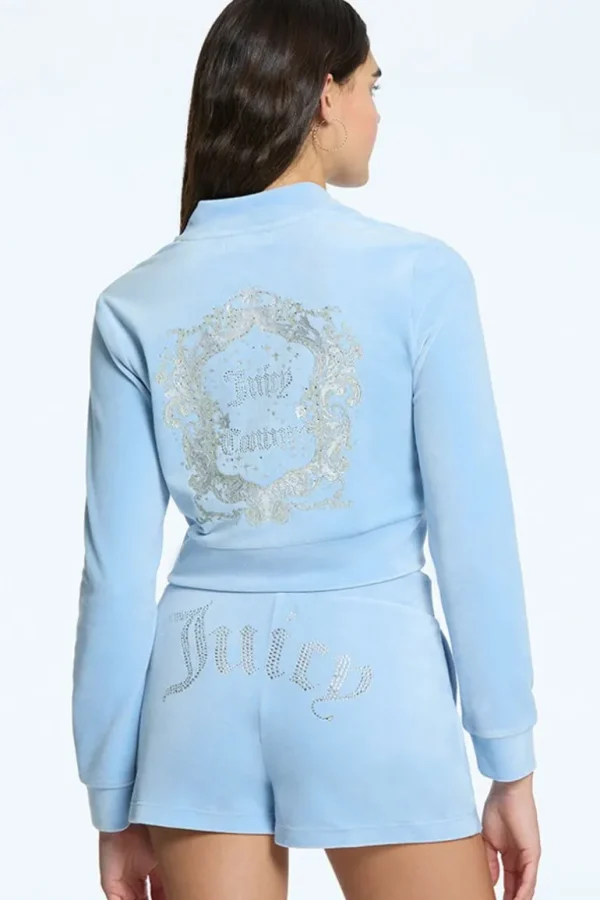 Juicy Couture Monogram Cropped Velour Bomberjakke>Kvinner Hettegensere Og Jakker