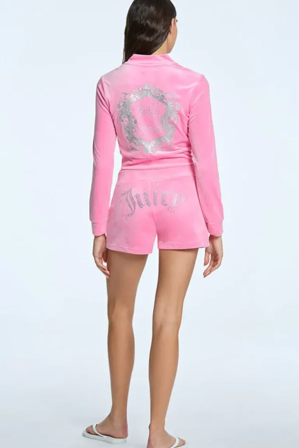 Juicy Couture Monogram Cropped Velour Bomberjakke>Kvinner Hettegensere Og Jakker