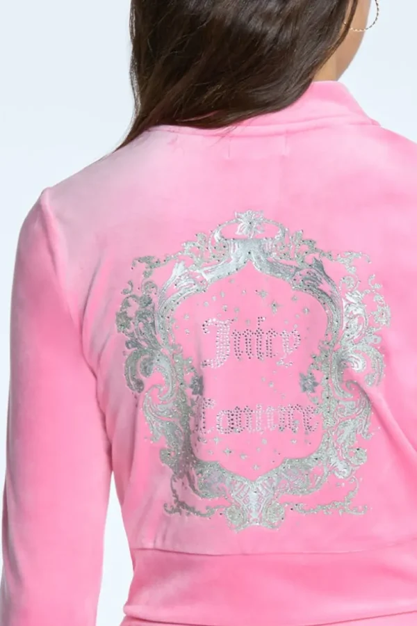 Juicy Couture Monogram Cropped Velour Bomberjakke>Kvinner Hettegensere Og Jakker