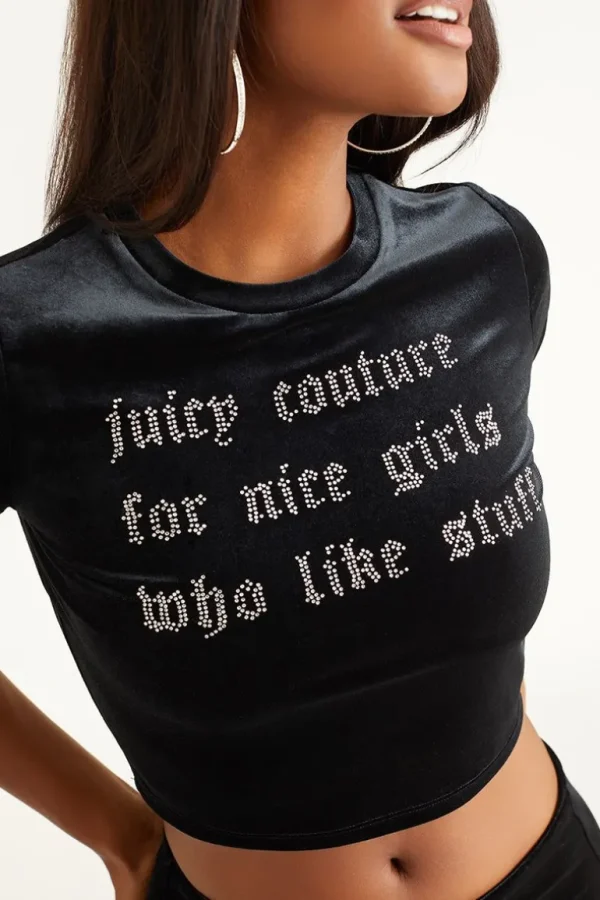 Juicy Couture Nice Girls Velour Baby Tee>Kvinner T-Skjørter Og Topper