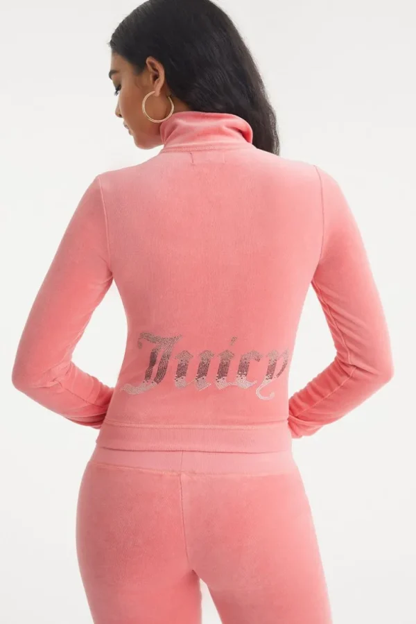 Juicy Couture Ombre Bling Cotton Velour Mockneck Treningsjakke>Kvinner Spor Topper