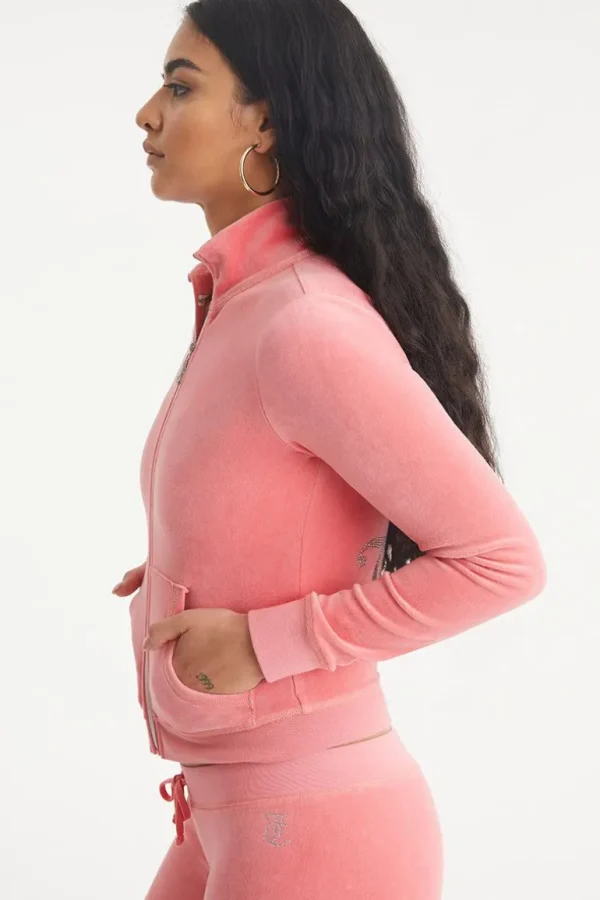 Juicy Couture Ombre Bling Cotton Velour Mockneck Treningsjakke>Kvinner Spor Topper