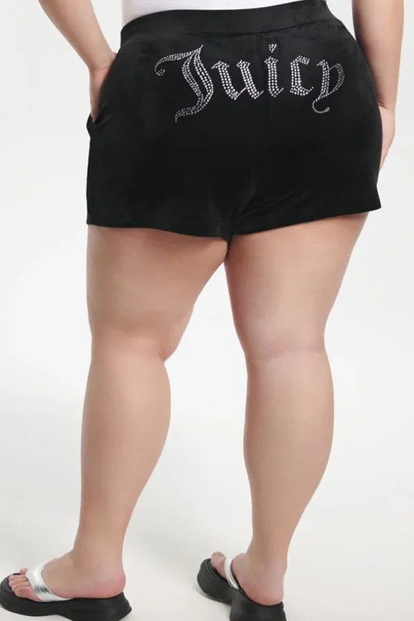 Juicy Couture Plus-Size Big Bling Velour Shorts>Kvinner Joggebukser