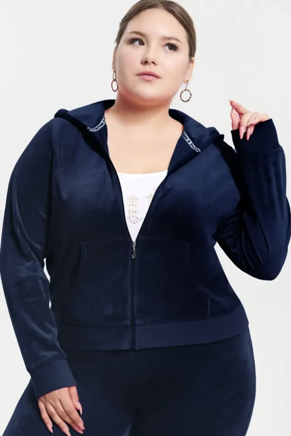 Juicy Couture Plus-Size Hettegenser I Klassisk Bomullsvelour>Kvinner Plus-Size