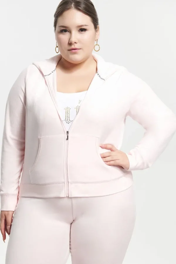 Juicy Couture Plus-Size Hettegenser I Klassisk Bomullsvelour>Kvinner Hettegensere Og Jakker