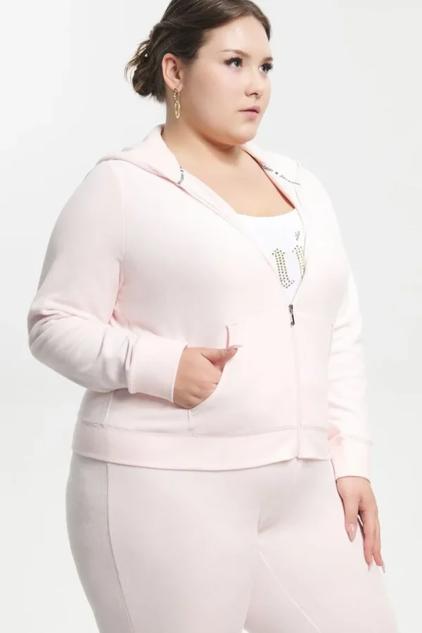 Juicy Couture Plus-Size Hettegenser I Klassisk Bomullsvelour>Kvinner Hettegensere Og Jakker