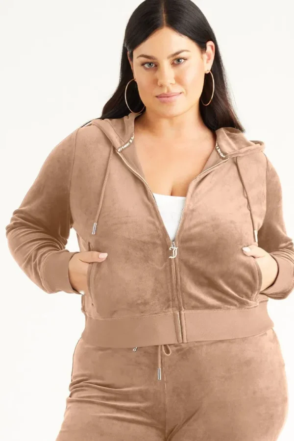 Juicy Couture Plus-Size Og Big Bling Velour Hettegenser>Kvinner Plus-Size