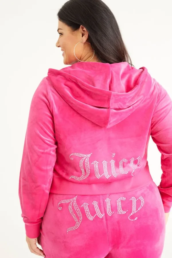 Juicy Couture Plus-Size Og Big Bling Velour Hettegenser>Kvinner Plus-Size