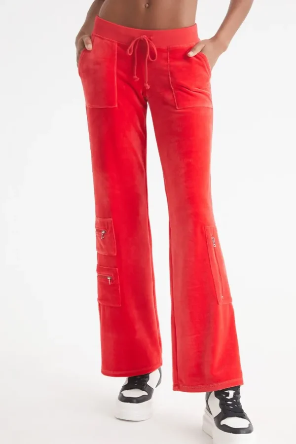 Juicy Couture Snap Pocket Velour Cargo Pants>Kvinner Joggebukser