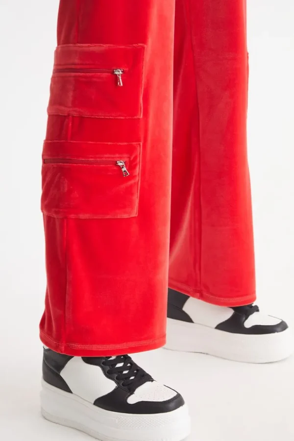 Juicy Couture Snap Pocket Velour Cargo Pants>Kvinner Joggebukser