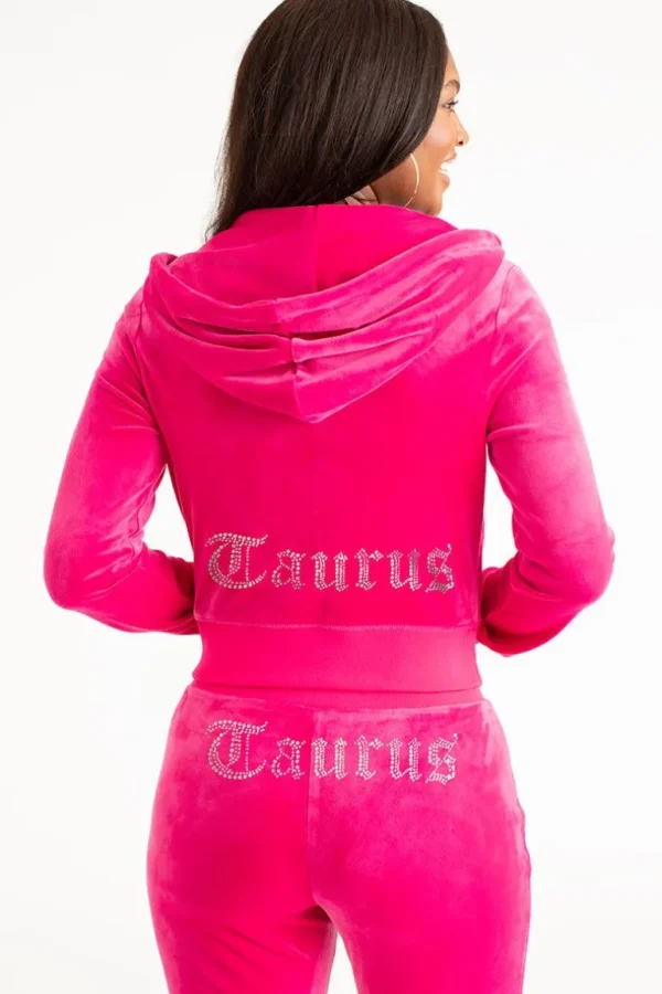 Juicy Couture Taurus Big Bling Hettegenser I Velour>Kvinner Hettegensere Og Jakker