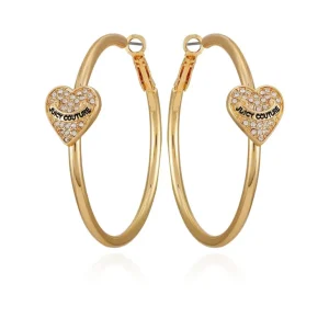 Juicy Couture Tynne Bling Heart Hoop Øredobber> Øredobber